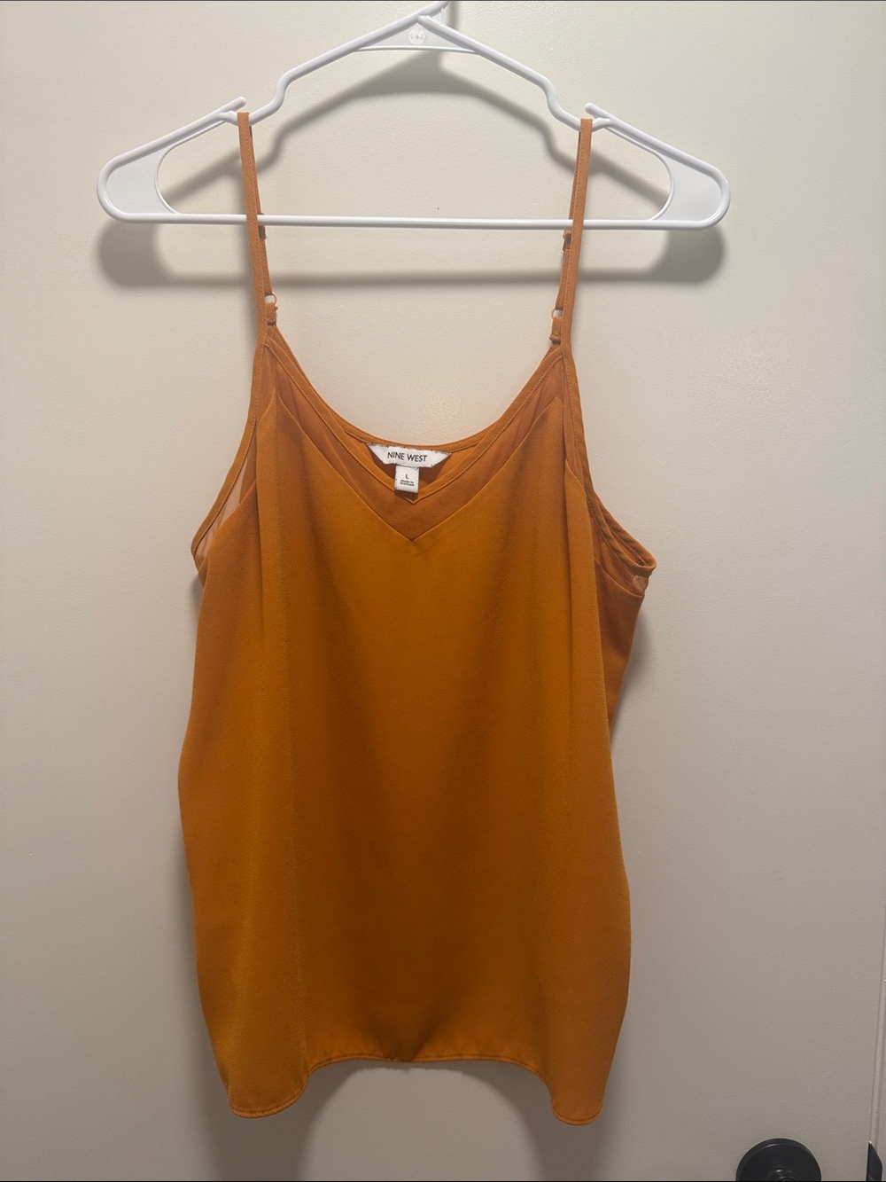 Nine West Women's Rust Orange V-Neck Semi- Satin Camisole